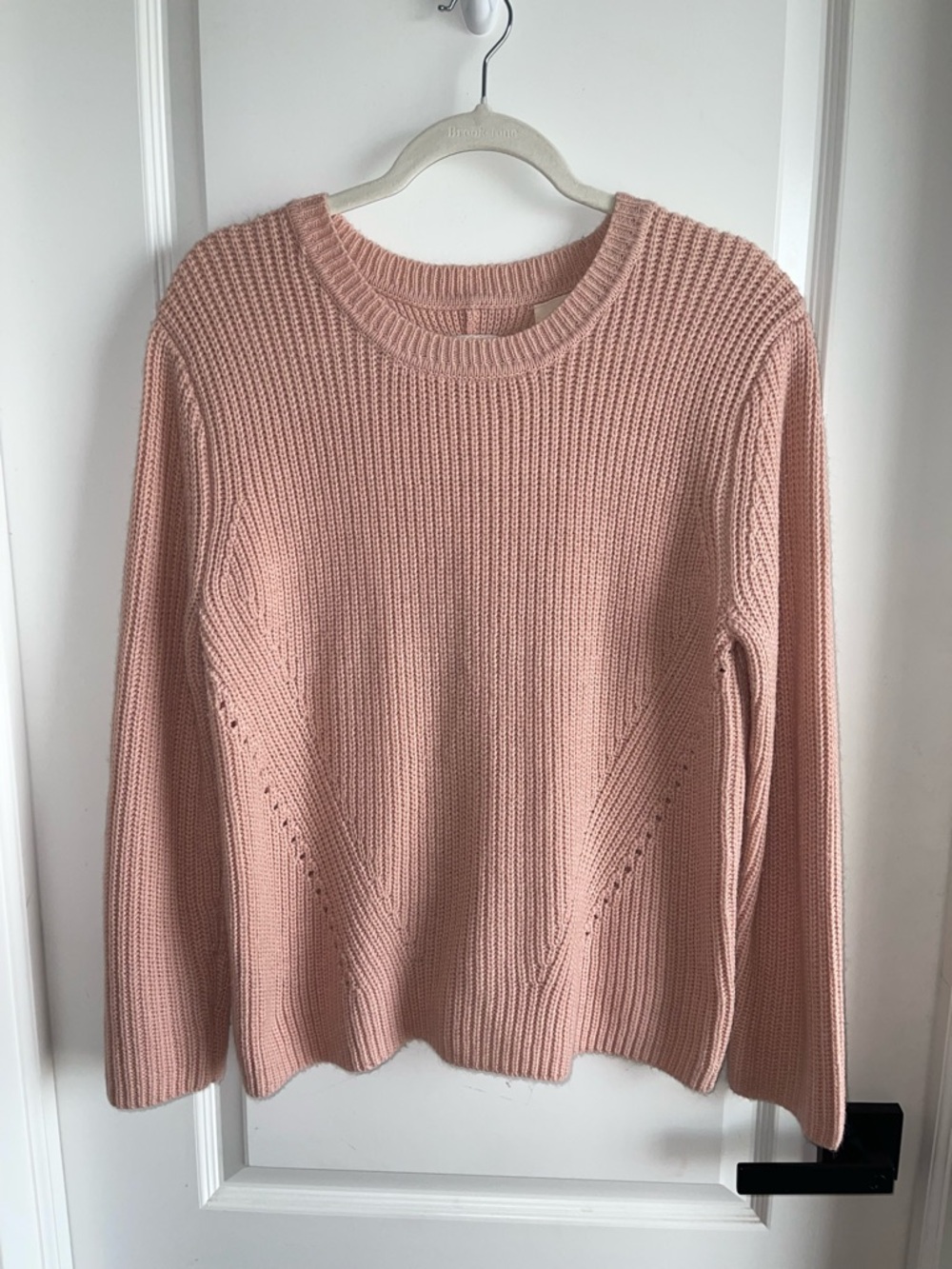 Harper Heritage Pink Knit Sweater Lace Up Back Chunky Pullover Medium